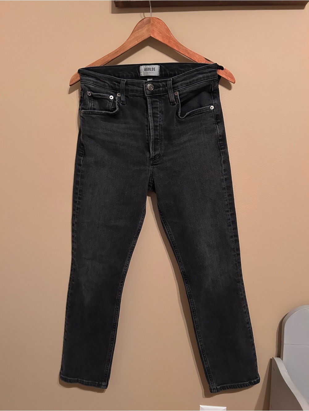 Agolde Women’s Slim Straight Jeans in Washed Black - 27